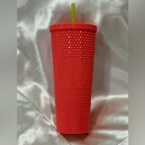 Starbucks Dragon Fruit Summer Tumbler Venti Cup  2022 Studded Coral and Yellow